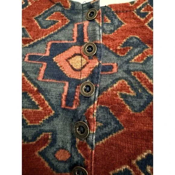Lauren Jeans Co Ralph Lauren Top Women L Henley Aztec Southwest Boho Western - Picture 3 of 8